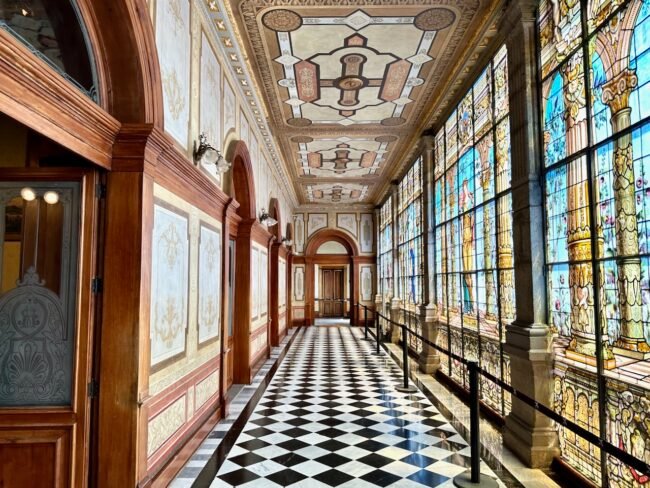 Chapultepec Castle historic interior hallway and architectural view in Mexico City