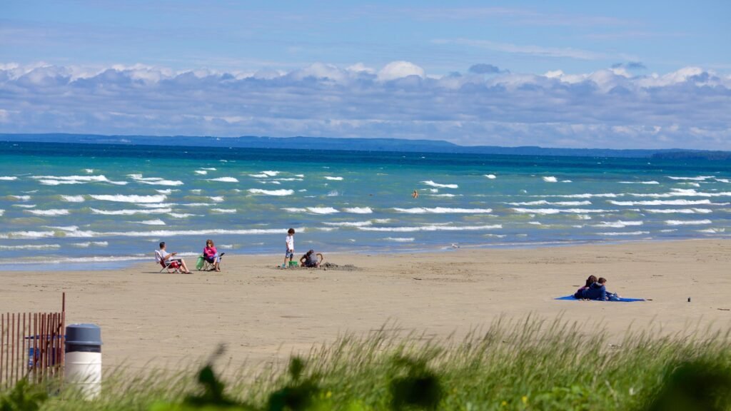 Wasaga Beach Provincial Park long sandy freshwater beach and shoreline view