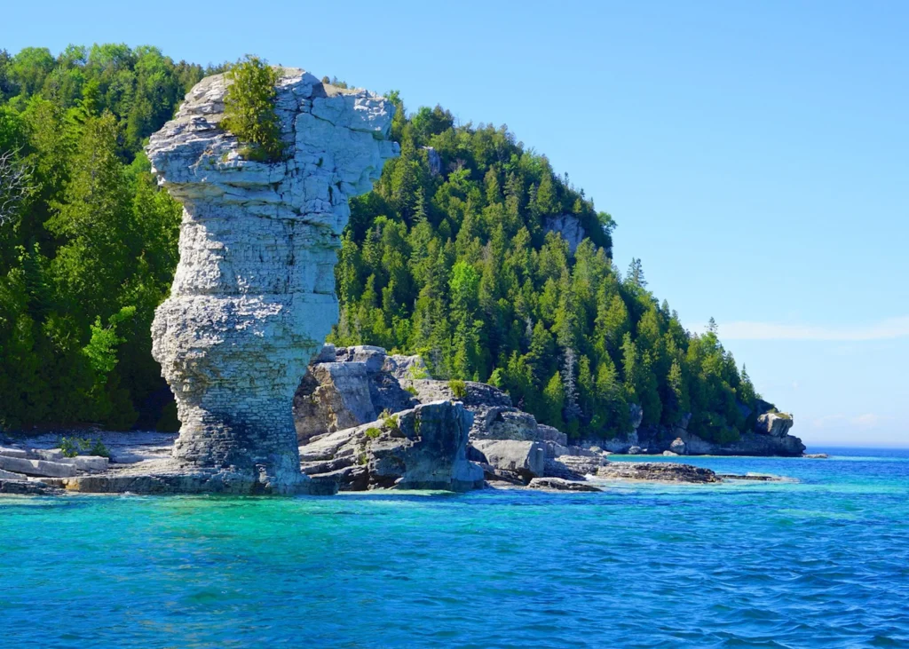 Guestwork Ontario guide featuring waterfront escapes, mountain towns, and scenic shoreline cliffs