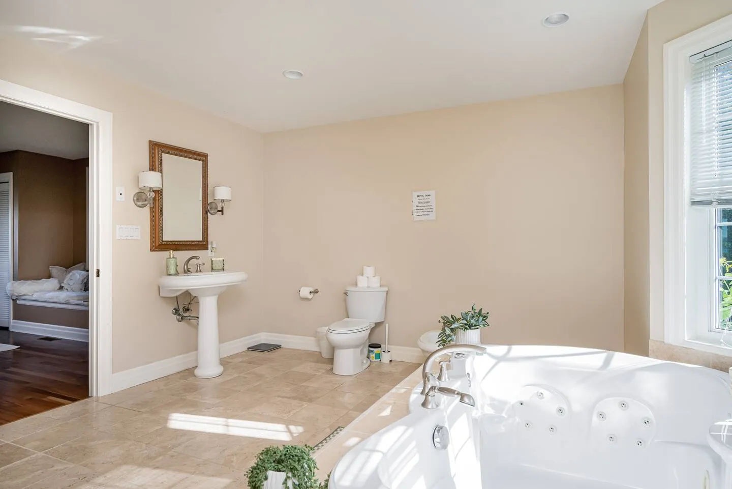 Clean bathroom interior with modern fixtures at The Bluffs Bayhouse
