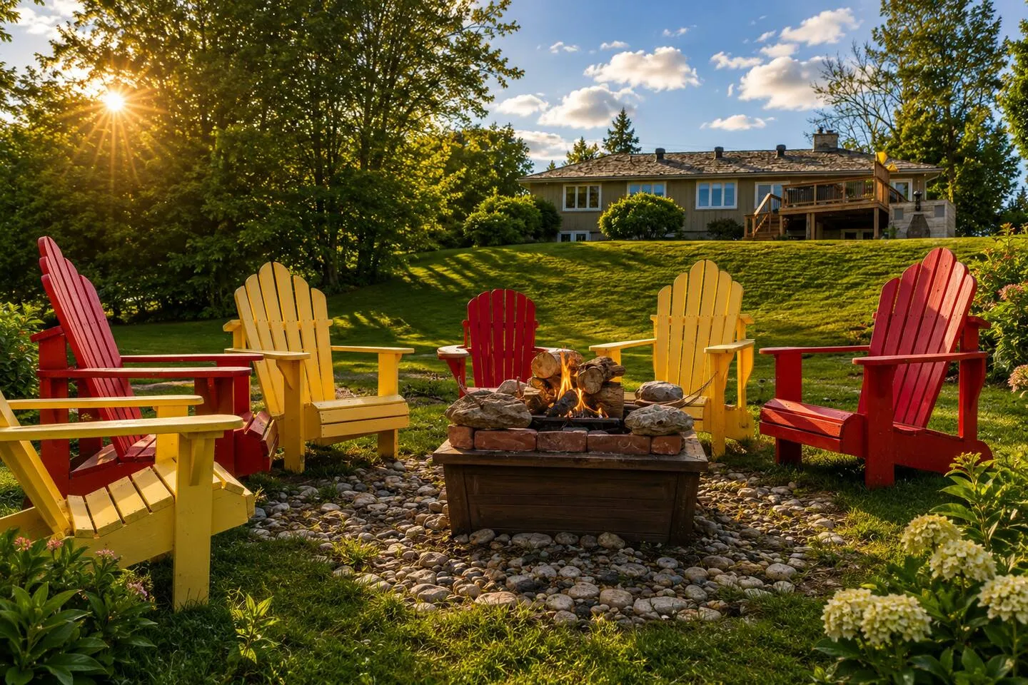 Outdoor patio furniture at The Bluffs Bayhouse retreat