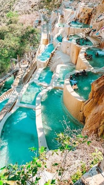 Tolantongo Caves turquoise thermal pools, waterfalls, and canyon scenery
