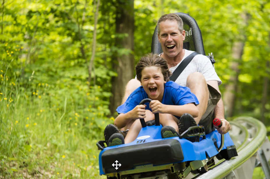 Ridge Runner Mountain Coaster thrilling ride through Blue Mountain landscape