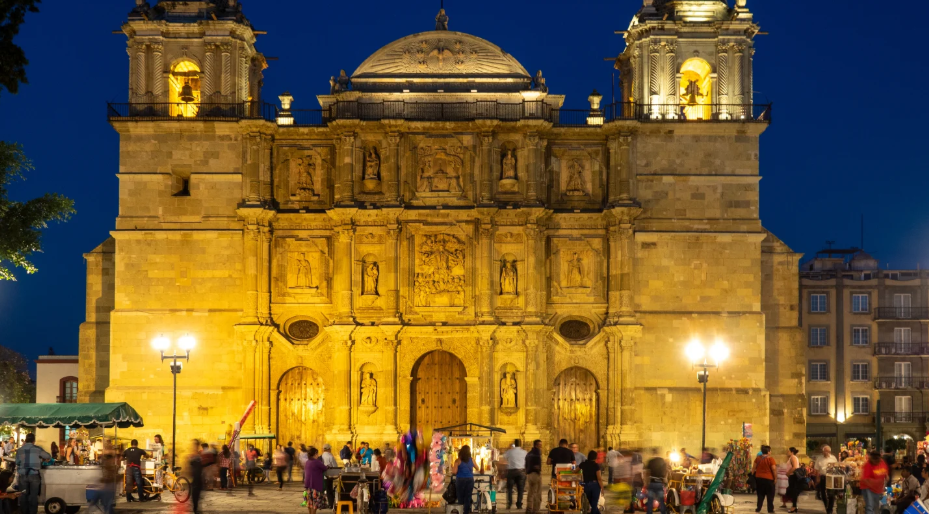 The Guestwork Guide to Oaxaca City illuminated historic church and cultural landmark at night