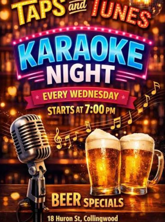 Taps and Tunes downtown Collingwood nightlife, live music, and karaoke night